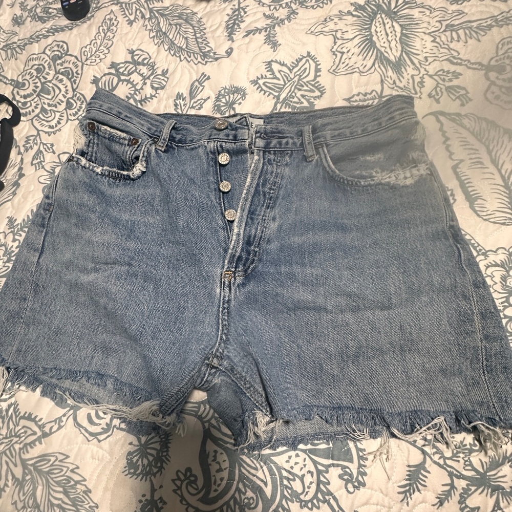 Agolde Light Blue Jean Shorts